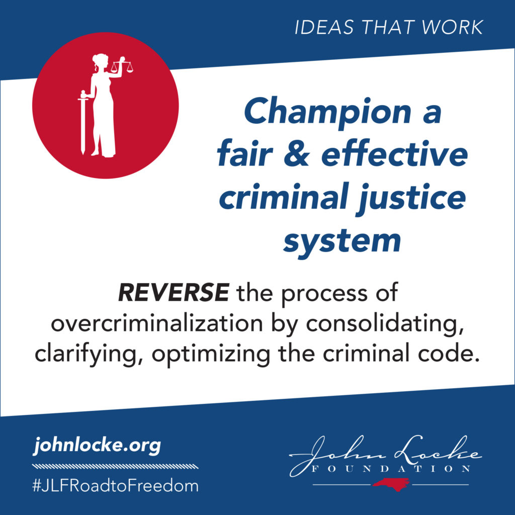 REVERSE the process of overcriminalization by consolidating, clarifying, optimizing the criminal code.