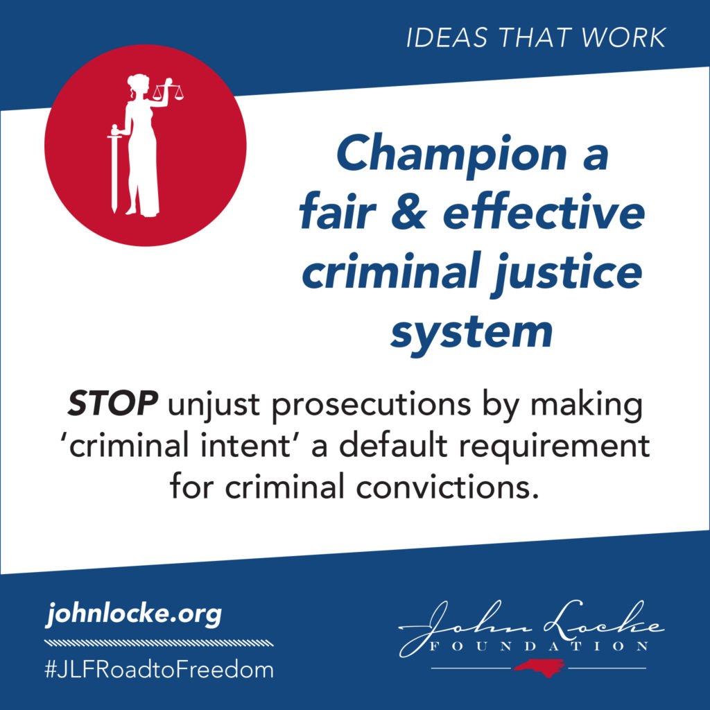 STOP unjust prosecutions by making ‘criminal intent’ a default requirement for criminal convictions